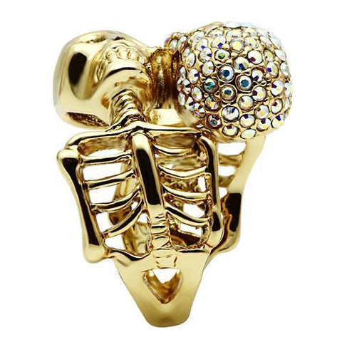 3W007 - Gold White Metal Ring with Top Grade Crystal  in Aurora Borealis (Rainbow Effect)