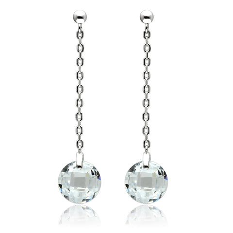 3W082 - Rhodium Brass Earrings with AAA Grade CZ  in Clear