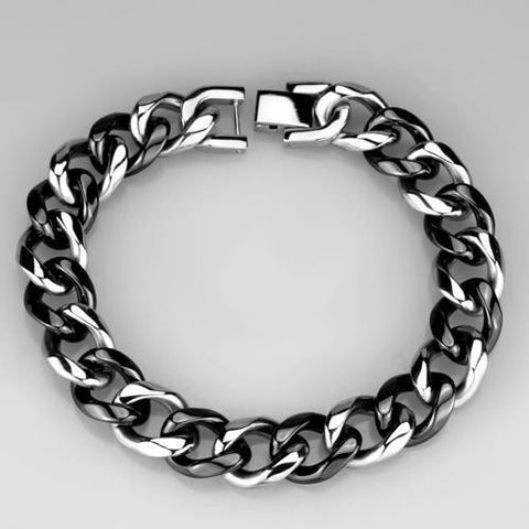 3W1000 - High polished (no plating) Stainless Steel Bracelet with Ceramic  in Jet