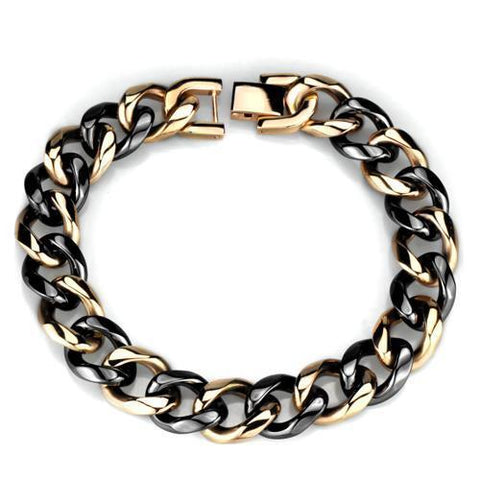 3W1002 - IP Rose Gold(Ion Plating) Stainless Steel Bracelet with Ceramic  in Jet