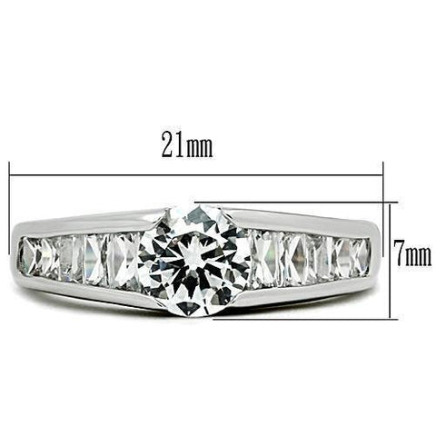 3W133 - Rhodium Brass Ring with AAA Grade CZ  in Clear