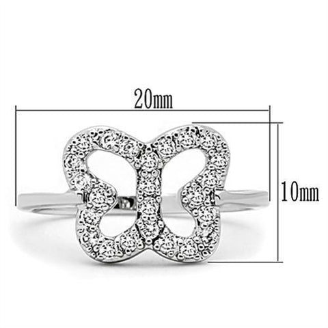 3W139 - Rhodium Brass Ring with AAA Grade CZ  in Clear