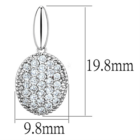 3W690 - Rhodium Brass Earrings with AAA Grade CZ  in Clear