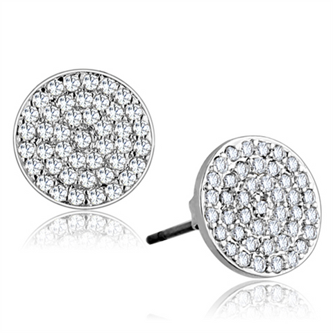 3W693 - Rhodium Brass Earrings with AAA Grade CZ  in Clear