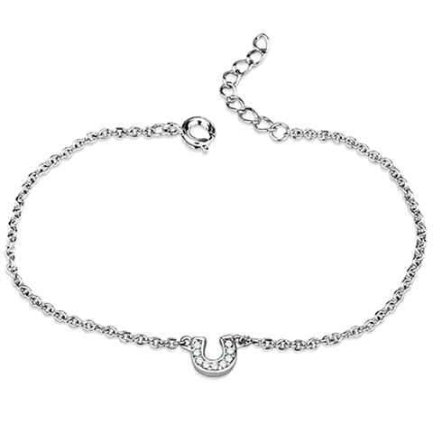 3W710 - Rhodium Brass Bracelet with AAA Grade CZ  in Clear