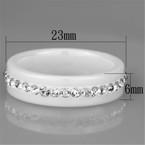 3W968 - High polished (no plating) Stainless Steel Ring with Ceramic  in White