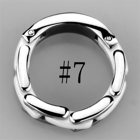 3W973 - High polished (no plating) Stainless Steel Ring with Ceramic  in White