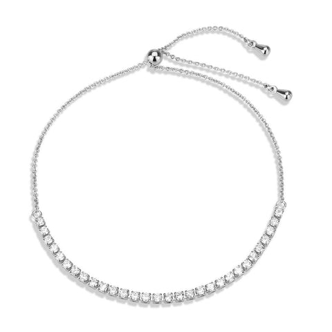 3W1640 - Rhodium Brass Bracelet with AAA Grade CZ in Clear