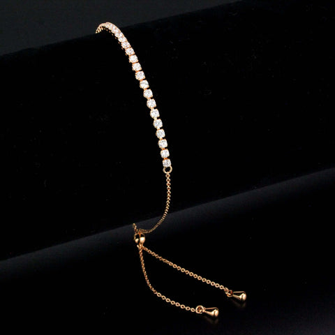 3W1642 - Rose Gold Brass Bracelet with AAA Grade CZ in Clear