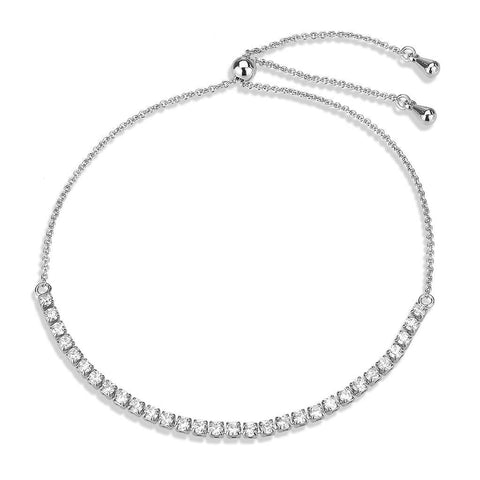 3W1643 - Rhodium Brass Bracelet with AAA Grade CZ in Clear