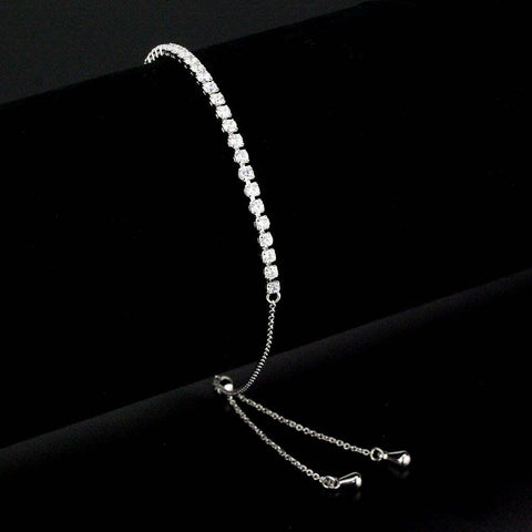 3W1643 - Rhodium Brass Bracelet with AAA Grade CZ in Clear