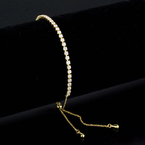 3W1644 - Gold Brass Bracelet with AAA Grade CZ in Clear