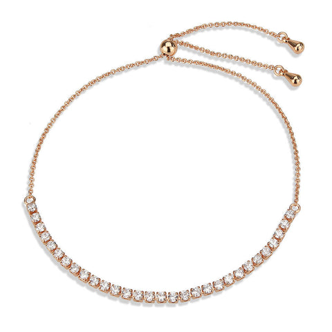 3W1645 - Rose Gold Brass Bracelet with AAA Grade CZ in Clear