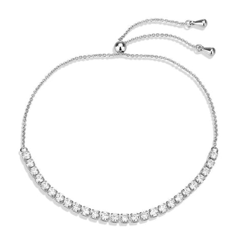 3W1646 - Rhodium Brass Bracelet with AAA Grade CZ in Clear