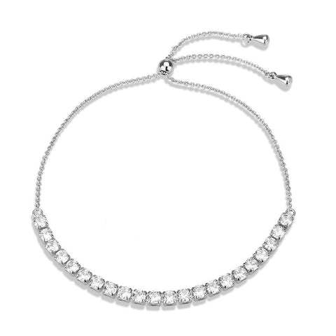 3W1649 - Rhodium Brass Bracelet with AAA Grade CZ in Clear