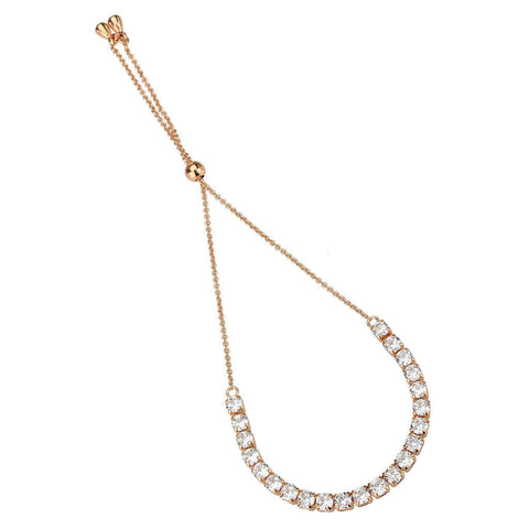 3W1651 - Rose Gold Brass Bracelet with AAA Grade CZ in Clear