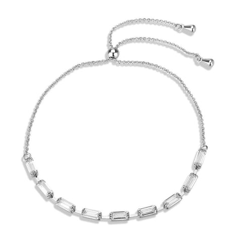 3W1655 - Rhodium Brass Bracelet with AAA Grade CZ in Clear