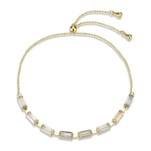 3W1659 - Gold Brass Bracelet with AAA Grade CZ in Clear