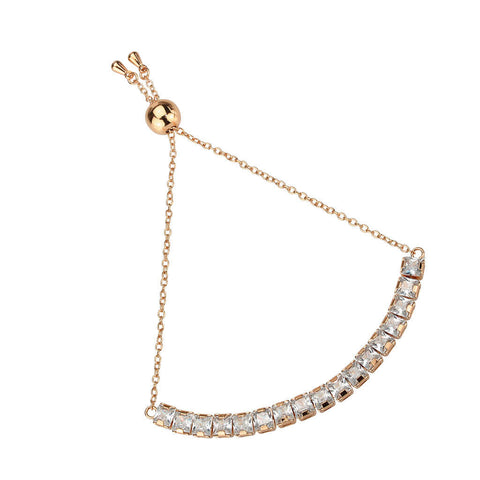 3W1672 - Rose Gold Brass Bracelet with AAA Grade CZ in Clear