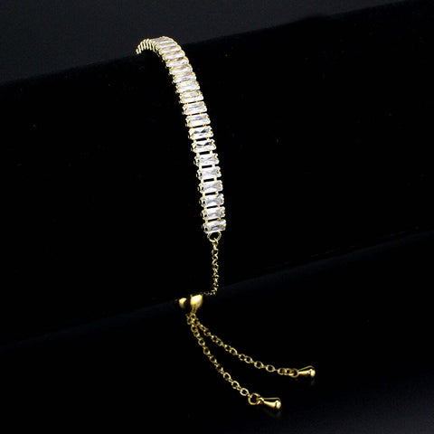 3W1674 - Gold Brass Bracelet with AAA Grade CZ in Clear