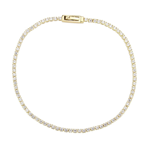 3W1680 - Gold Brass Bracelet with AAA Grade CZ in Clear