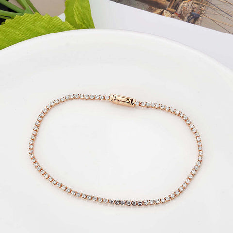 3W1681 - Rose Gold Brass Bracelet with AAA Grade CZ in Clear