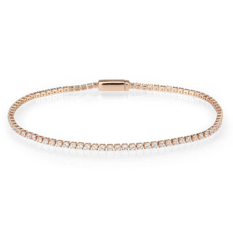 3W1681 - Rose Gold Brass Bracelet with AAA Grade CZ in Clear