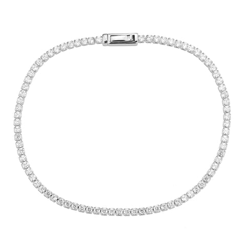 3W1682 - Rhodium Brass Bracelet with AAA Grade CZ in Clear