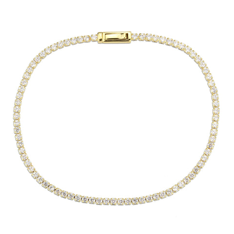 3W1683 - Gold Brass Bracelet with AAA Grade CZ in Clear