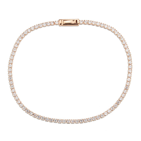 3W1684 - Rose Gold Brass Bracelet with AAA Grade CZ in Clear