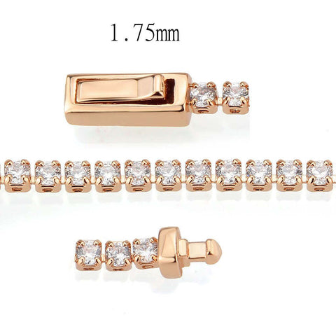 3W1684 - Rose Gold Brass Bracelet with AAA Grade CZ in Clear