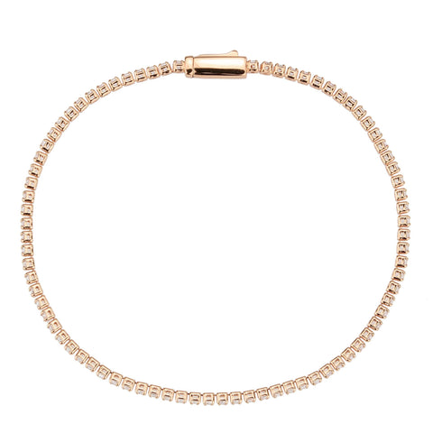 3W1684 - Rose Gold Brass Bracelet with AAA Grade CZ in Clear