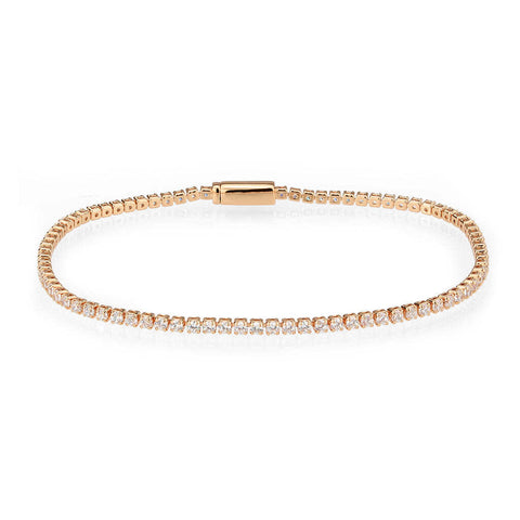 3W1684 - Rose Gold Brass Bracelet with AAA Grade CZ in Clear