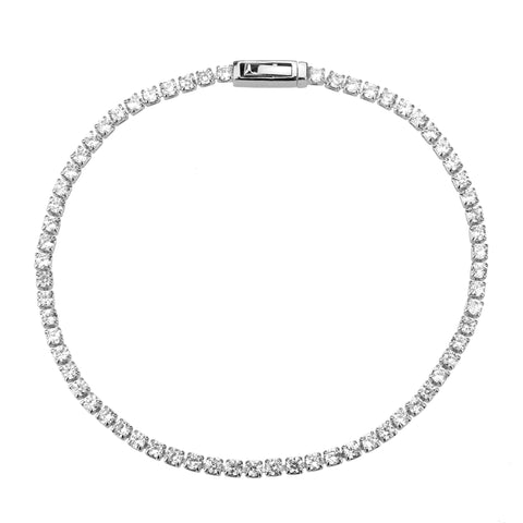 3W1685 - Rhodium Brass Bracelet with AAA Grade CZ in Clear