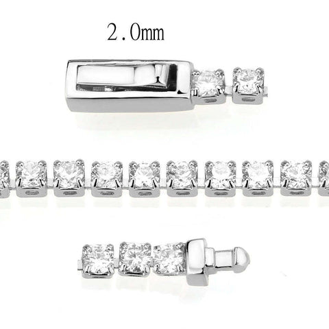 3W1685 - Rhodium Brass Bracelet with AAA Grade CZ in Clear