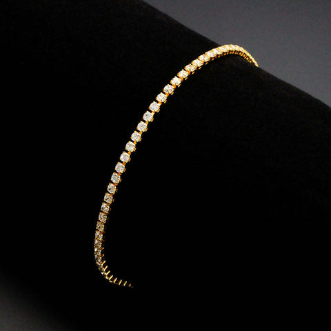 3W1686 - Gold Brass Bracelet with AAA Grade CZ in Clear