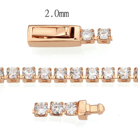 3W1687 - Rose Gold Brass Bracelet with AAA Grade CZ in Clear