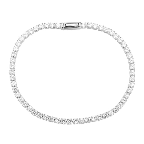 3W1688 - Rhodium Brass Bracelet with AAA Grade CZ in Clear