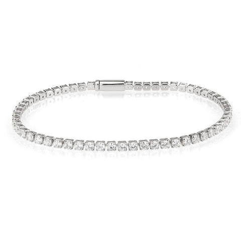 3W1688 - Rhodium Brass Bracelet with AAA Grade CZ in Clear