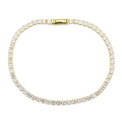 3W1689 - Gold Brass Bracelet with AAA Grade CZ in Clear