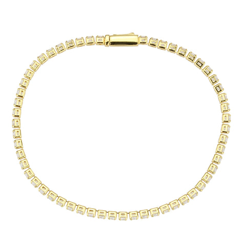 3W1689 - Gold Brass Bracelet with AAA Grade CZ in Clear