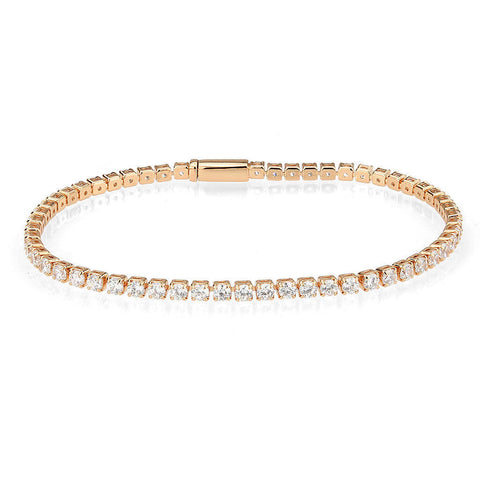 3W1690 - Rose Gold Brass Bracelet with AAA Grade CZ in Clear