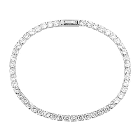 3W1691 - Rhodium Brass Bracelet with AAA Grade CZ in Clear