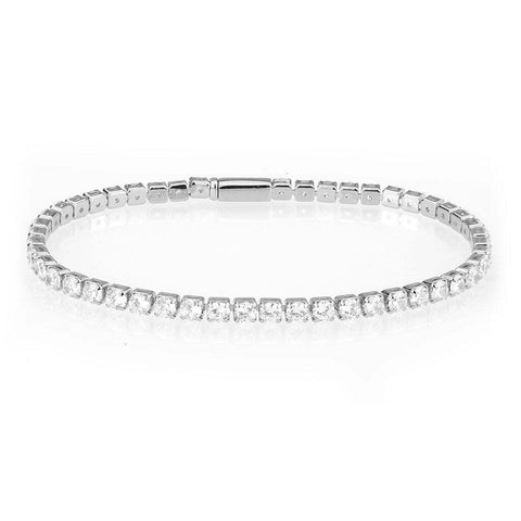 3W1691 - Rhodium Brass Bracelet with AAA Grade CZ in Clear