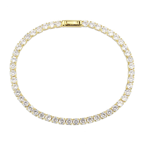 3W1692 - Gold Brass Bracelet with AAA Grade CZ in Clear