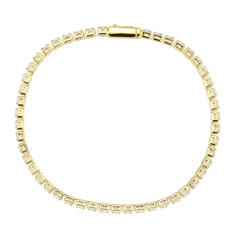 3W1692 - Gold Brass Bracelet with AAA Grade CZ in Clear