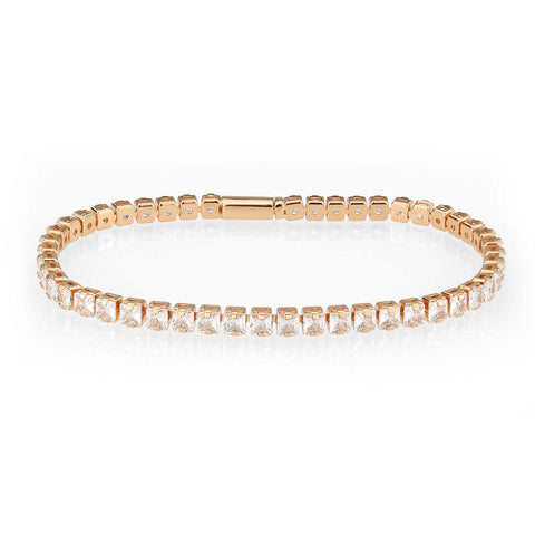 3W1696 - Rose Gold Brass Bracelet with AAA Grade CZ in Clear