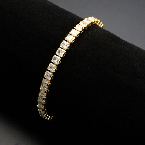 3W1698 - Gold Brass Bracelet with AAA Grade CZ in Clear