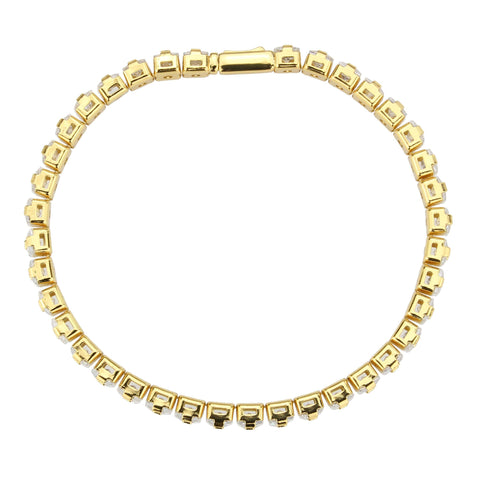 3W1698 - Gold Brass Bracelet with AAA Grade CZ in Clear