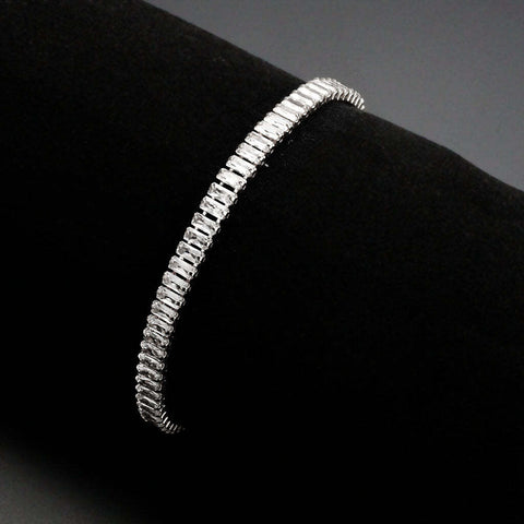 3W1700 - Rhodium Brass Bracelet with AAA Grade CZ in Clear